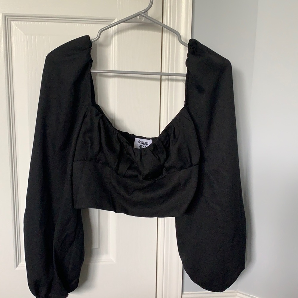 Black Cropped Princess Polly Long Sleeve Top